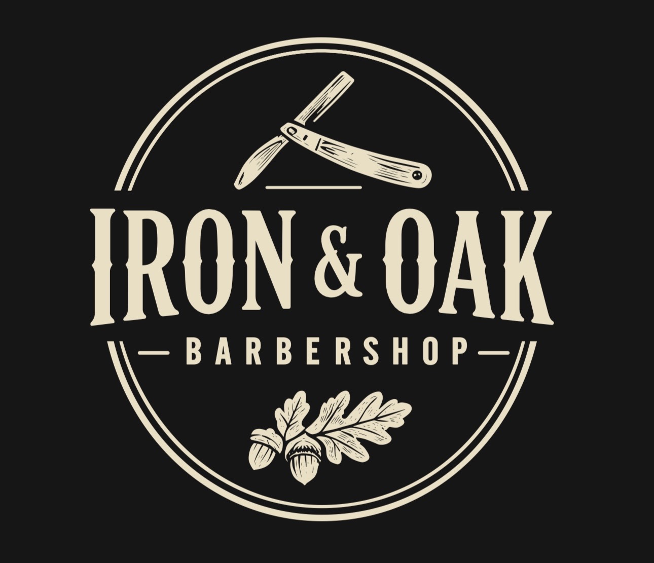 Iron & Oak Barbershop logo